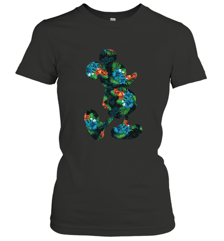 Disney Mickey Mouse Floral Silhouette Women's T-Shirt Women's T-Shirt / Black / S Women's T-Shirt - HorseTee