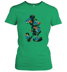 Disney Mickey Mouse Floral Silhouette Women's T-Shirt Women's T-Shirt - HorseTee