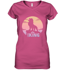 Disney Lion King Simba Crown Logo Gradient Sunset Silhouette Women's V-Neck T-Shirt Women's V-Neck T-Shirt - HorseTee