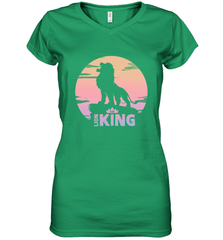 Disney Lion King Simba Crown Logo Gradient Sunset Silhouette Women's V-Neck T-Shirt Women's V-Neck T-Shirt - HorseTee