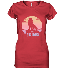 Disney Lion King Simba Crown Logo Gradient Sunset Silhouette Women's V-Neck T-Shirt Women's V-Neck T-Shirt - HorseTee
