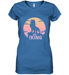 Disney Lion King Simba Crown Logo Gradient Sunset Silhouette Women's V-Neck T-Shirt Women's V-Neck T-Shirt - HorseTee