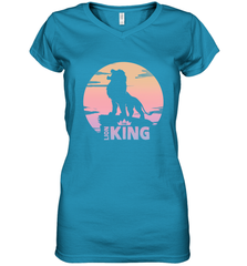 Disney Lion King Simba Crown Logo Gradient Sunset Silhouette Women's V-Neck T-Shirt Women's V-Neck T-Shirt - HorseTee