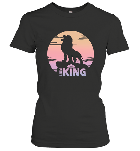 Disney Lion King Simba Crown Logo Gradient Sunset Silhouette Women's T-Shirt Women's T-Shirt / Black / S Women's T-Shirt - HorseTee