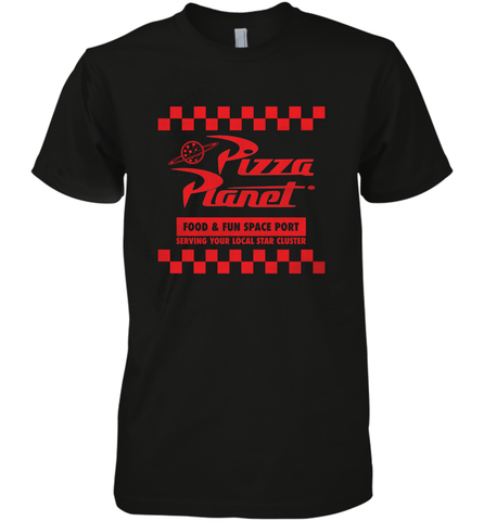 Disney Pixar Toy Story Pizza Planet Checkered Logo Men's Premium T-Shirt Men's Premium T-Shirt / Black / XS Men's Premium T-Shirt - HorseTee