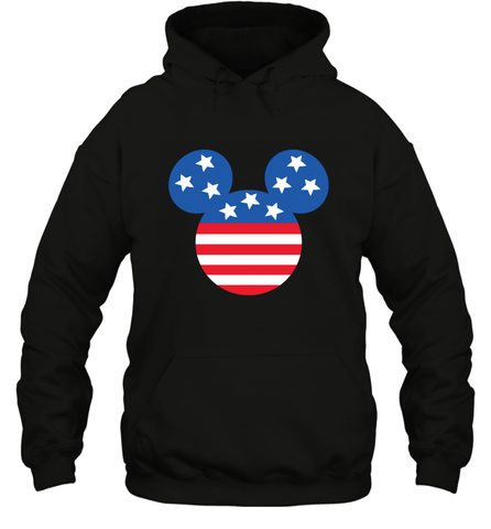 Disney Mickey Mouse Head America Flag Hooded Sweatshirt Hooded Sweatshirt / Black / S Hooded Sweatshirt - HorseTee
