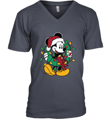 Disney Mickey Mouse Christmas Lights Men's V-Neck T-Shirt Men's V-Neck T-Shirt - HorseTee