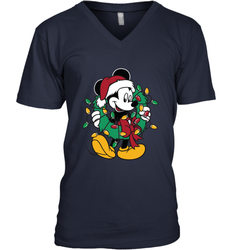 Disney Mickey Mouse Christmas Lights Men's V-Neck T-Shirt