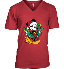 Disney Mickey Mouse Christmas Lights Men's V-Neck T-Shirt Men's V-Neck T-Shirt - HorseTee