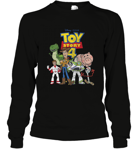 Disney Pixar Toy Story 4 Main Cast Movie Logo Poster Long Sleeve T-Shirt Long Sleeve T-Shirt / Black / S Long Sleeve T-Shirt - HorseTee