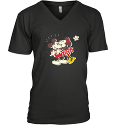 Disney Vintage Mickey Minnie Mouse Kiss  Funny Mickey Mouse Men's V-Neck T-Shirt