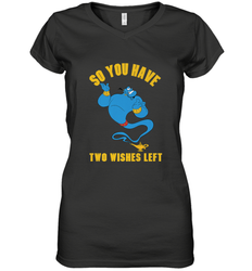 Disney Aladdin Genie So You Have Two Wishes Left Portrait Women's V-Neck T-Shirt