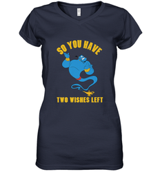 Disney Aladdin Genie So You Have Two Wishes Left Portrait Women's V-Neck T-Shirt