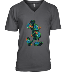 Disney Mickey Mouse Floral Silhouette Men's V-Neck T-Shirt Men's V-Neck T-Shirt - HorseTee