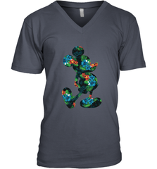 Disney Mickey Mouse Floral Silhouette Men's V-Neck T-Shirt Men's V-Neck T-Shirt - HorseTee