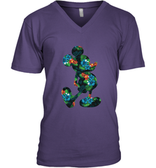Disney Mickey Mouse Floral Silhouette Men's V-Neck T-Shirt Men's V-Neck T-Shirt - HorseTee