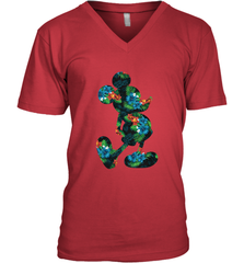 Disney Mickey Mouse Floral Silhouette Men's V-Neck T-Shirt Men's V-Neck T-Shirt - HorseTee