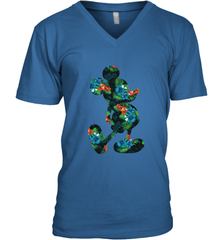 Disney Mickey Mouse Floral Silhouette Men's V-Neck T-Shirt Men's V-Neck T-Shirt - HorseTee