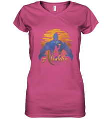 Disney Aladdin Live Action Genie Aladdin Sunset Silhouette Women's V-Neck T-Shirt Women's V-Neck T-Shirt - HorseTee