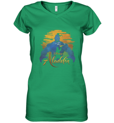 Disney Aladdin Live Action Genie Aladdin Sunset Silhouette Women's V-Neck T-Shirt Women's V-Neck T-Shirt - HorseTee