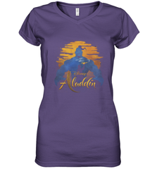 Disney Aladdin Live Action Genie Aladdin Sunset Silhouette Women's V-Neck T-Shirt Women's V-Neck T-Shirt - HorseTee