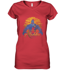 Disney Aladdin Live Action Genie Aladdin Sunset Silhouette Women's V-Neck T-Shirt Women's V-Neck T-Shirt - HorseTee