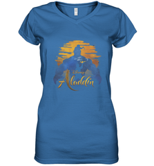 Disney Aladdin Live Action Genie Aladdin Sunset Silhouette Women's V-Neck T-Shirt Women's V-Neck T-Shirt - HorseTee