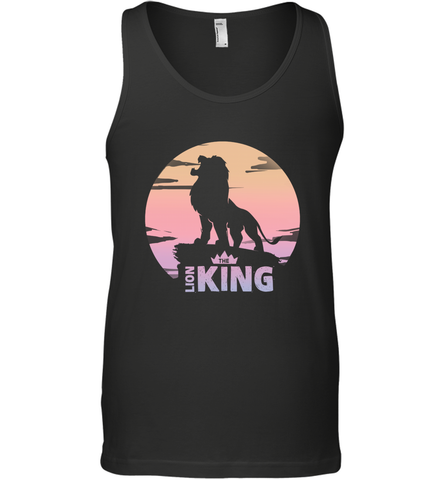 Disney Lion King Simba Crown Logo Gradient Sunset Silhouette Men's Tank Top Men's Tank Top / Black / XS Men's Tank Top - HorseTee