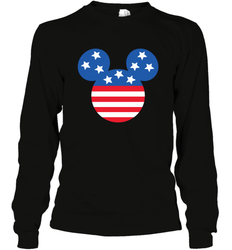 Disney Mickey Mouse Head America Flag Long Sleeve T-Shirt