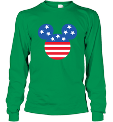 Disney Mickey Mouse Head America Flag Long Sleeve T-Shirt Long Sleeve T-Shirt - HorseTee