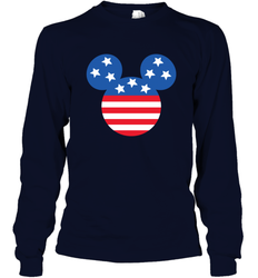 Disney Mickey Mouse Head America Flag Long Sleeve T-Shirt