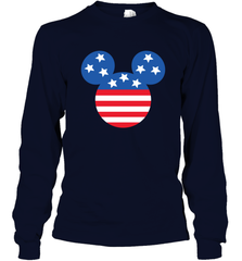 Disney Mickey Mouse Head America Flag Long Sleeve T-Shirt Long Sleeve T-Shirt - HorseTee