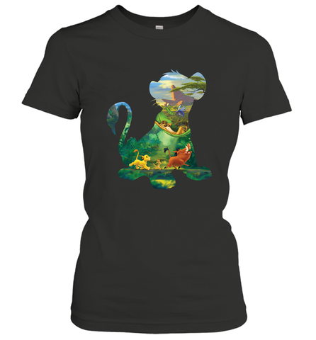 Disney Lion King Simba Silhouette Graphic Women's T-Shirt Women's T-Shirt / Black / S Women's T-Shirt - HorseTee