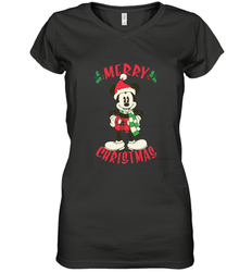 Disney Vintage Mickey Mouse Merry Christmas Women's V-Neck T-Shirt