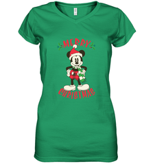 Disney Vintage Mickey Mouse Merry Christmas Women's V-Neck T-Shirt Women's V-Neck T-Shirt - HorseTee