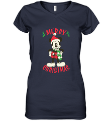 Disney Vintage Mickey Mouse Merry Christmas Women's V-Neck T-Shirt Women's V-Neck T-Shirt - HorseTee