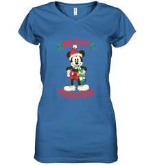Disney Vintage Mickey Mouse Merry Christmas Women's V-Neck T-Shirt Women's V-Neck T-Shirt - HorseTee