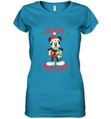 Disney Vintage Mickey Mouse Merry Christmas Women's V-Neck T-Shirt Women's V-Neck T-Shirt - HorseTee