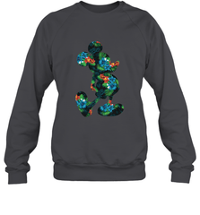 Disney Mickey Mouse Floral Silhouette Crewneck Sweatshirt Crewneck Sweatshirt - HorseTee
