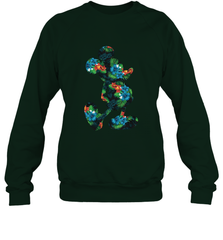 Disney Mickey Mouse Floral Silhouette Crewneck Sweatshirt Crewneck Sweatshirt - HorseTee
