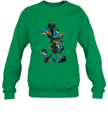 Disney Mickey Mouse Floral Silhouette Crewneck Sweatshirt Crewneck Sweatshirt - HorseTee