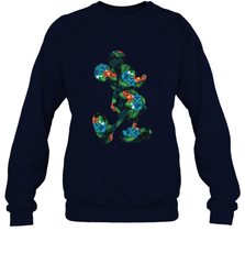 Disney Mickey Mouse Floral Silhouette Crewneck Sweatshirt Crewneck Sweatshirt - HorseTee