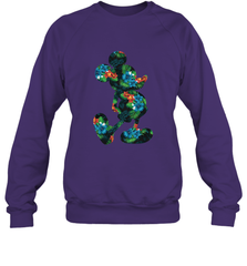 Disney Mickey Mouse Floral Silhouette Crewneck Sweatshirt Crewneck Sweatshirt - HorseTee