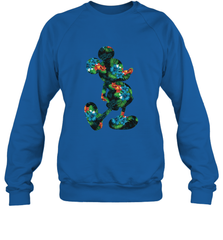 Disney Mickey Mouse Floral Silhouette Crewneck Sweatshirt Crewneck Sweatshirt - HorseTee