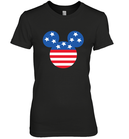Disney Mickey Mouse Head America Flag Women's Premium T-Shirt Women's Premium T-Shirt / Black / XS Women's Premium T-Shirt - HorseTee